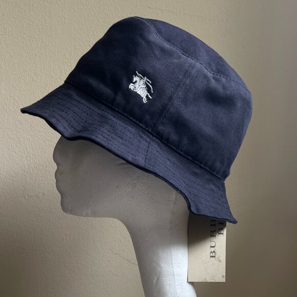 Auc NWT Burberry Cotton Logo Bucket Hat - Picture 3 of 12